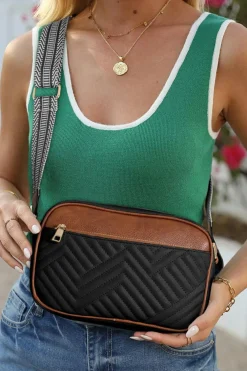 New Dear-Lover Quilted Faux Leather Crossbody Bag 22*6*16cm Black