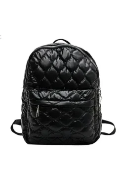 Fashion Dear-Lover Quilted Large Capacity Functional Backpack Black