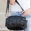 Discount Dear-Lover Quilted PU Patchwork Multi-pocket One Shoulder Bag Black