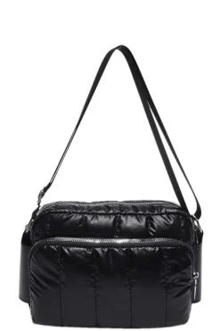 Discount Dear-Lover Quilted PU Patchwork Multi-pocket One Shoulder Bag Black