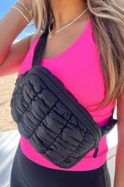 Outlet Dear-Lover Quilted Puffer Belt Bag Fanny Pack Black