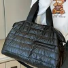 Clearance Dear-Lover Quilted Puffy Large Capacity Waterproof Duffel Bag Black