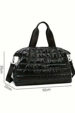 Clearance Dear-Lover Quilted Puffy Large Capacity Waterproof Duffel Bag Black