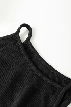 Outlet Dear-Lover Racerback Ribbed Knit Drawstring Bodycon Dress Black