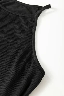 Outlet Dear-Lover Racerback Ribbed Knit Drawstring Bodycon Dress Black