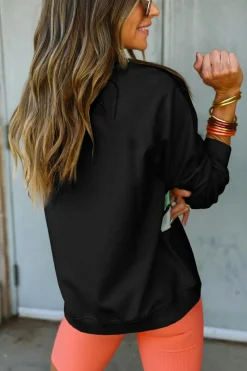 Sale Dear-Lover Rainbow Colorblock Striped Pullover Sweatshirt Black