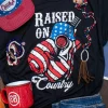 Clearance Dear-Lover Raised On Country USA Flag Guitar Graphic Tee Black