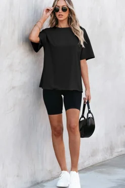 Online Dear-Lover Raw Seam Patchwork Drop Shoulder Oversize T Shirt Black