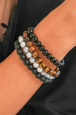 Sale Dear-Lover Retro Beaded Crystal 4pcs Bracelet Set Black