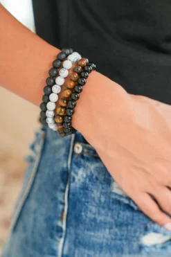 Sale Dear-Lover Retro Beaded Crystal 4pcs Bracelet Set Black