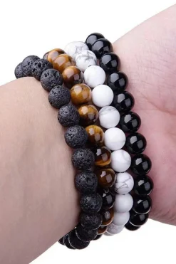 Sale Dear-Lover Retro Beaded Crystal 4pcs Bracelet Set Black