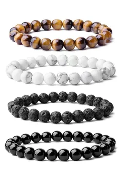 Sale Dear-Lover Retro Beaded Crystal 4pcs Bracelet Set Black