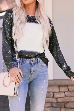 Clearance Dear-Lover Retro Bleached Leopard Spot Pullover Black