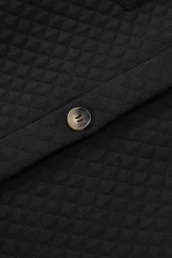 Best Dear-Lover Retro Quilted Flap Pocket Button Shacket Black