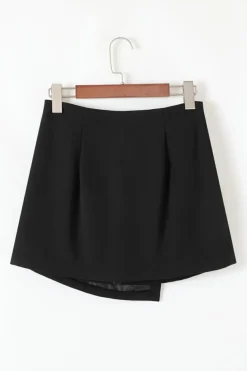Hot Dear-Lover Rhinestone Bow Wrap High Waist Mini Skirt Black