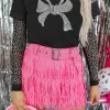 Clearance Dear-Lover Rhinestone Bowknot Graphic Crewneck T Shirt Black