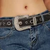 New Dear-Lover Rhinestone Decorated Buckle Belt Black