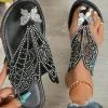 New Dear-Lover Rhinestone Hollow Out Butterfly Open Toe Slippers Black