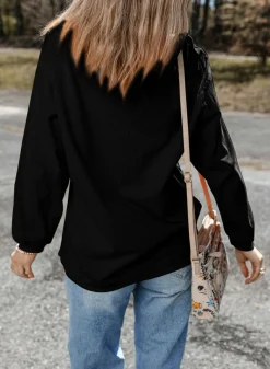 Sale Dear-Lover Ribbed Corduroy Oversized Sweatshirt Black