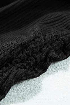 Clearance Dear-Lover Ribbed Drawstring Sides Cutout One Piece Swimsuit Black