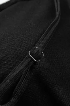 Clearance Dear-Lover Ribbed Drawstring Sides Cutout One Piece Swimsuit Black