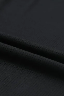 Best Dear-Lover Ribbed Knit High Neck Long Sleeve Top Black