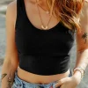 Discount Dear-Lover Ribbed Knit Sheath Sleeveless Crop Top Black