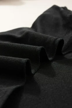 Hot Dear-Lover Ribbed Splicing Sleeve Round Neck T-shirt Black