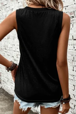 Discount Dear-Lover Ribbed V Neck Tank Black