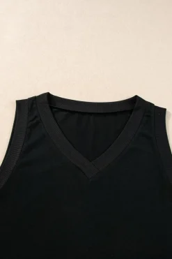 Discount Dear-Lover Ribbed V Neck Tank Black