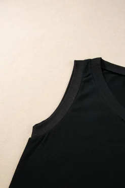 Discount Dear-Lover Ribbed V Neck Tank Black