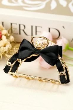 Discount Dear-Lover Ribbon Bow Detail Contrast Alloy Hair Claw Clip Black