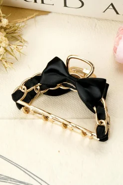 Discount Dear-Lover Ribbon Bow Detail Contrast Alloy Hair Claw Clip Black