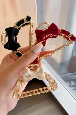 Discount Dear-Lover Ribbon Bow Detail Contrast Alloy Hair Claw Clip Black