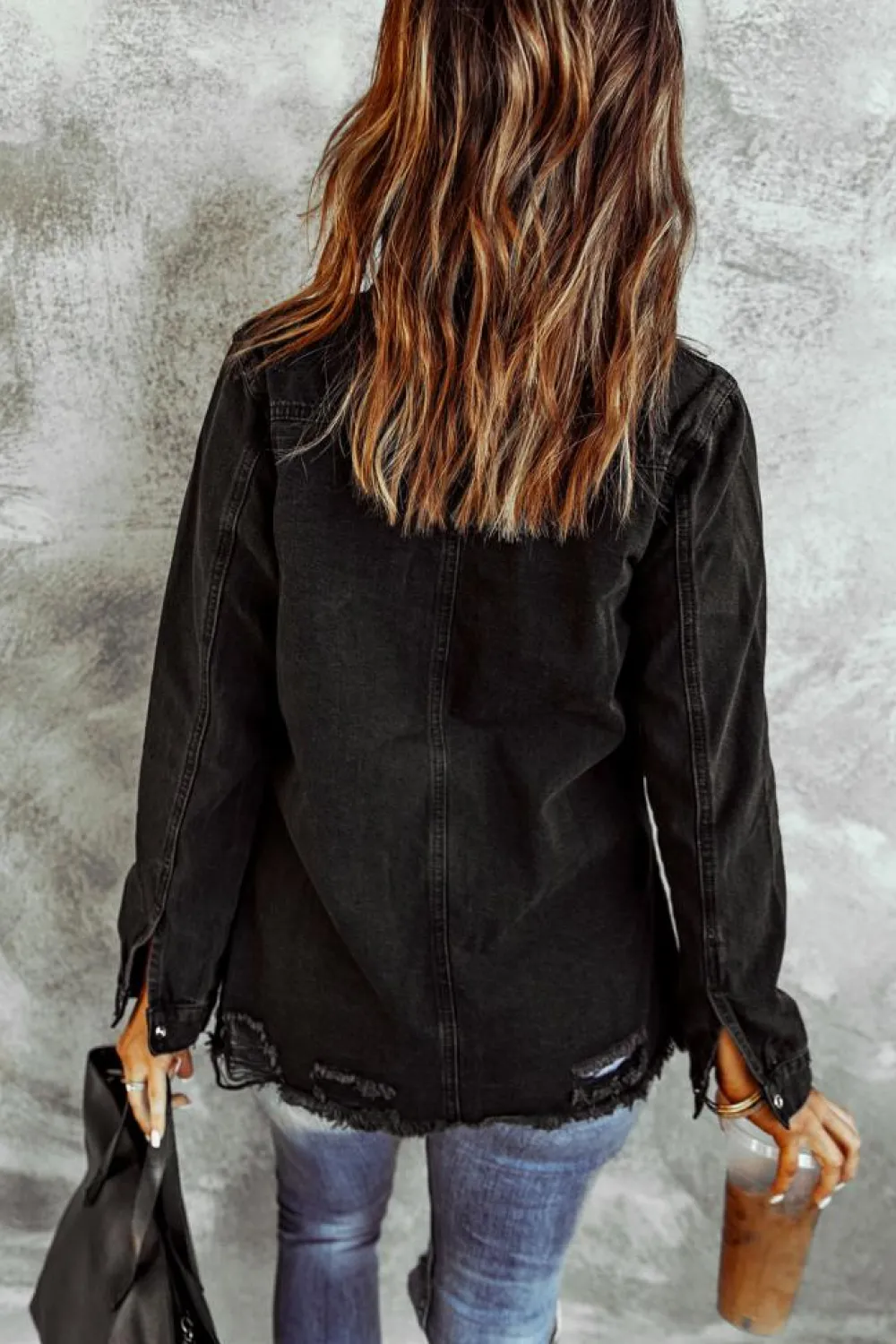 Best Dear-Lover Ripped Denim Jacket Black