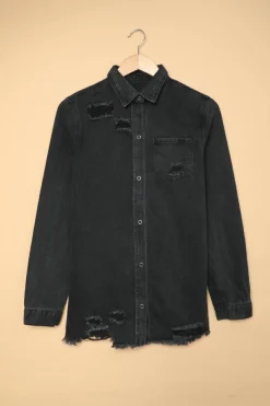 Best Dear-Lover Ripped Denim Jacket Black