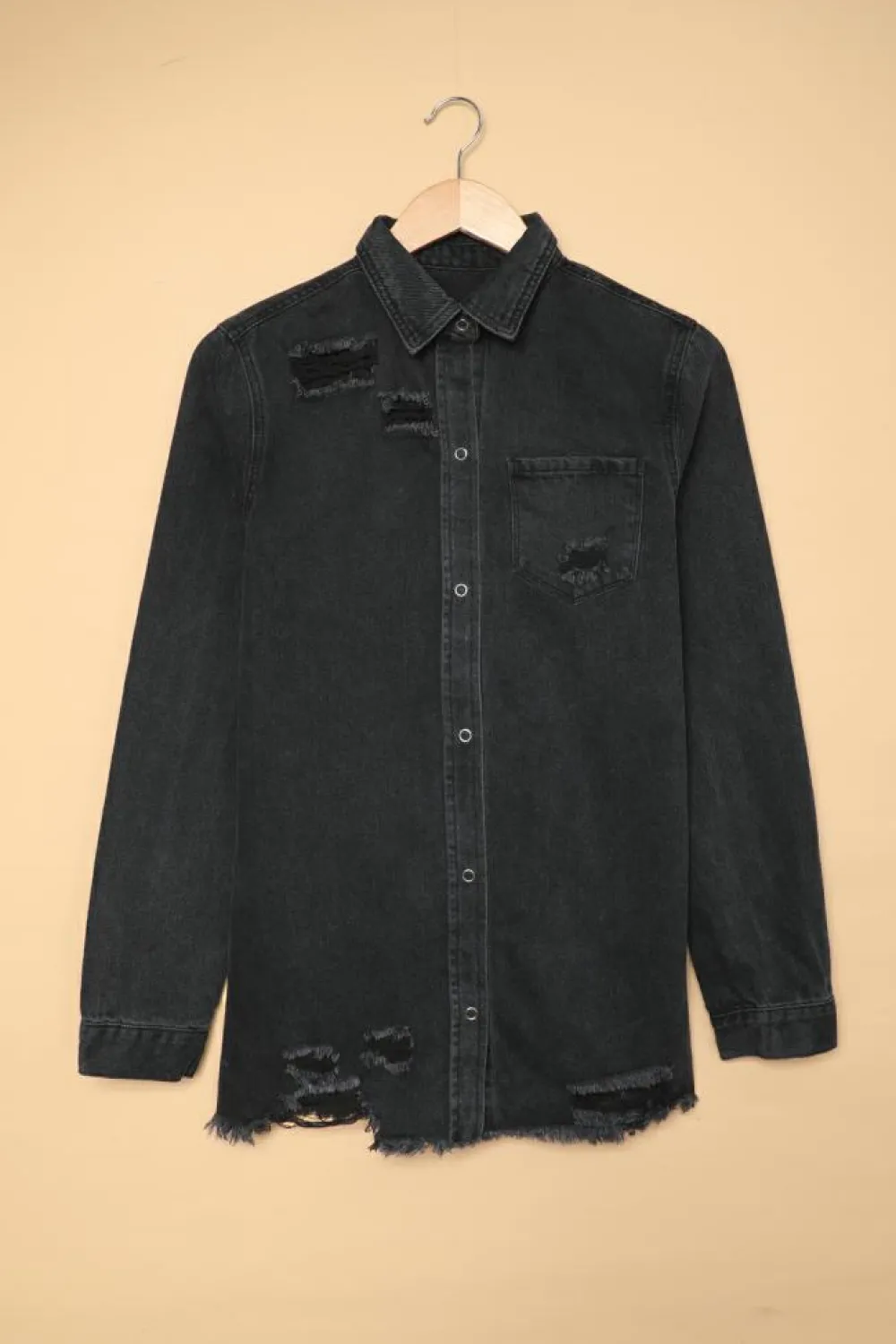 Best Dear-Lover Ripped Denim Jacket Black