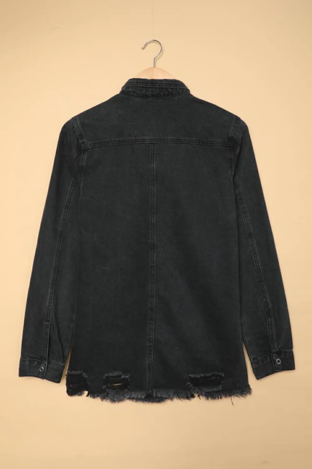 Best Dear-Lover Ripped Denim Jacket Black
