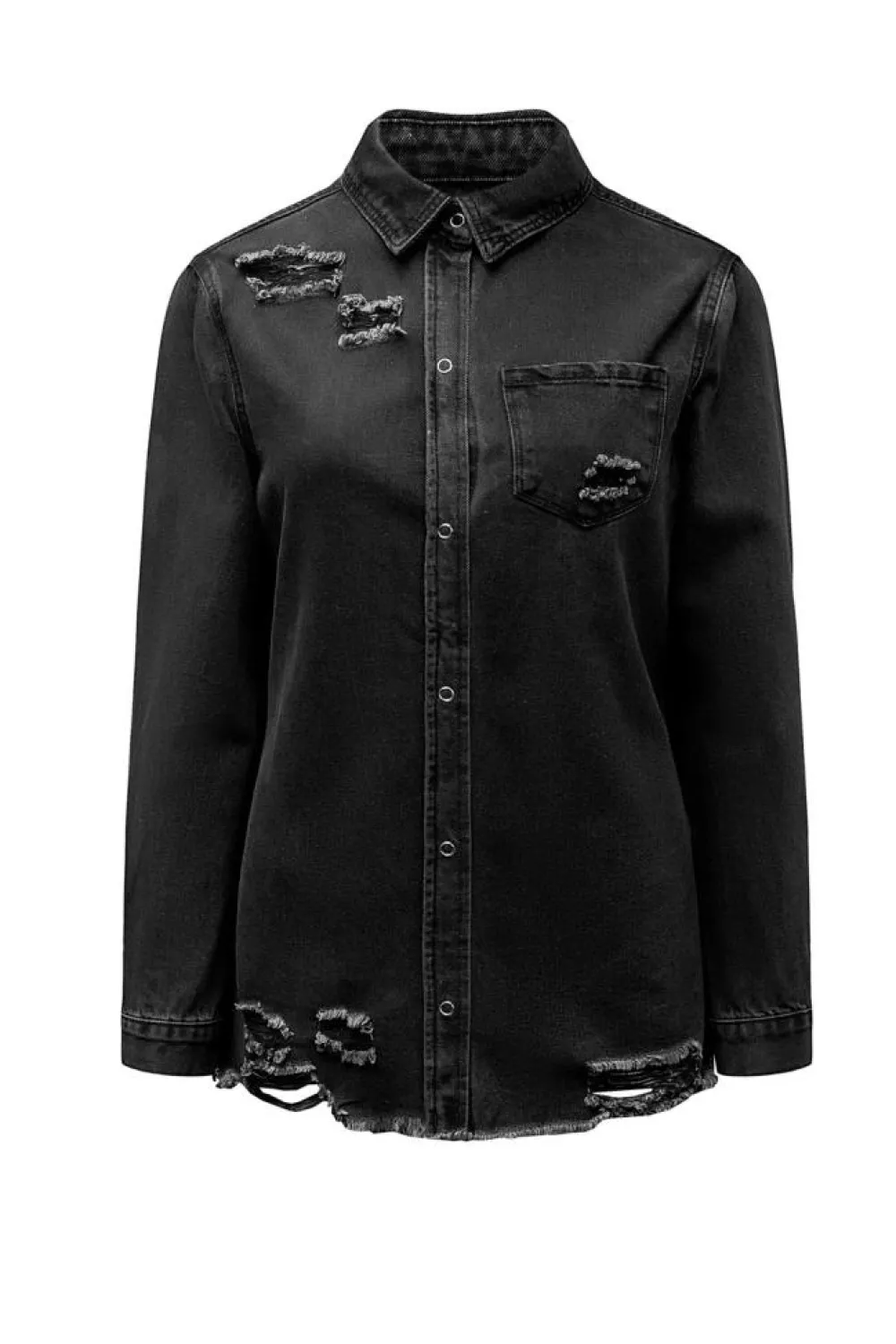 Best Dear-Lover Ripped Denim Jacket Black