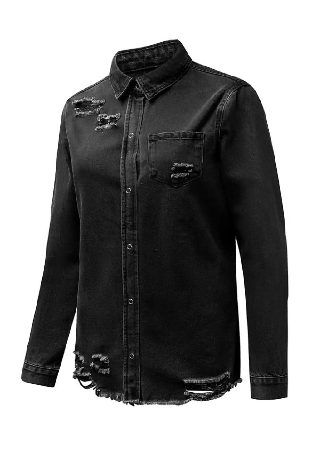 Best Dear-Lover Ripped Denim Jacket Black