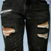 Discount Dear-Lover Ripped Tassel Bermuda Denim Shorts Black