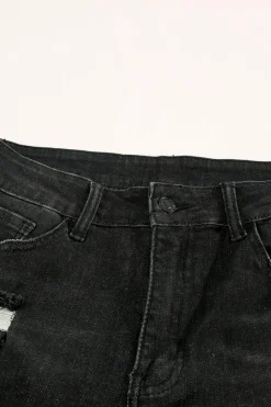 Discount Dear-Lover Ripped Tassel Bermuda Denim Shorts Black