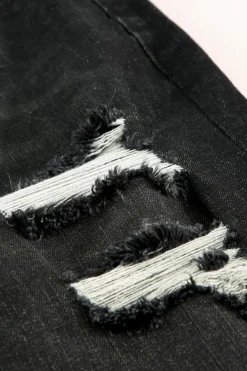 Discount Dear-Lover Ripped Tassel Bermuda Denim Shorts Black