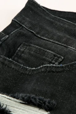 Discount Dear-Lover Ripped Tassel Bermuda Denim Shorts Black