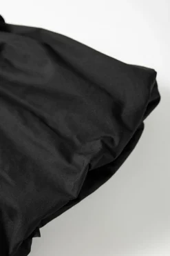 Fashion Dear-Lover Ruffled Puff Short Sleeve Loose Blouse Black