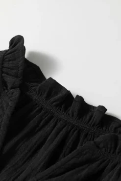 Outlet Dear-Lover Ruffled Shoulder V Neck Shift Tank Top Black