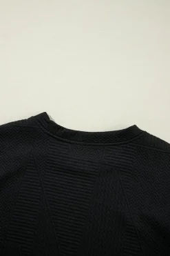 Online Dear-Lover Ruffled Sleeve Summer Top and Cropped Loose Pants Set Black