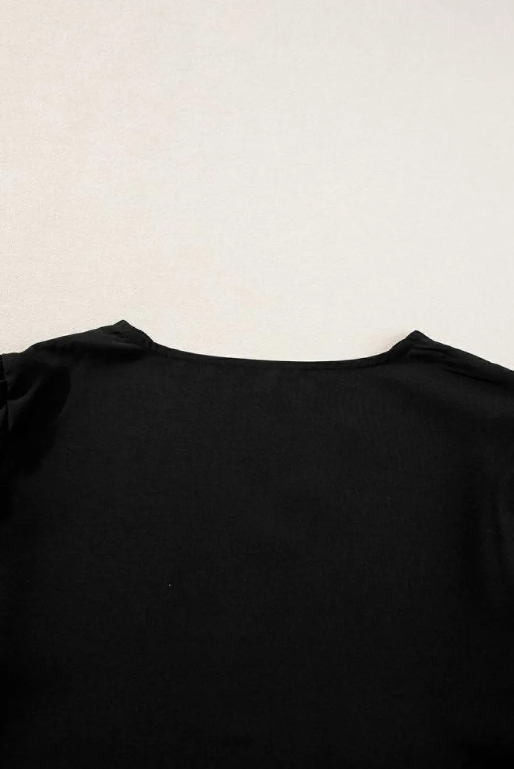 Online Dear-Lover Scalloped V Neckline Petal Sleeve Top Black