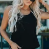 Fashion Dear-Lover Scoop Neck Basic Solid Tank Top Black
