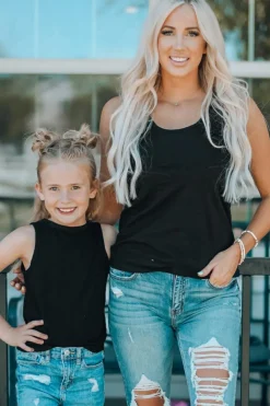 Fashion Dear-Lover Scoop Neck Basic Solid Tank Top Black